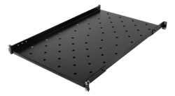 System G kiinteä hylly 19" räkkiin, 1000/1200 mm, 60kg, musta