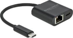 delock 66644 USB Type-C™ Adapter to Gigabit LAN 10/100/1000 Mbps with Power Delivery port black