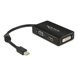 delock 62631 Adapter mini DisplayPort 1.1 male to VGA / HDMI / DVI female Passive black