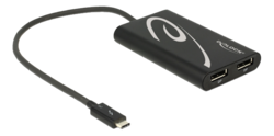delock 62708 Adapter Thunderbolt 3 male > 2 x DisplayPort female 4K 60 Hz
