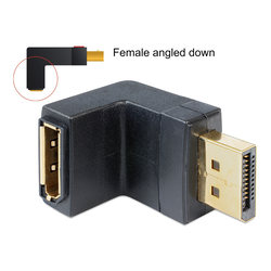 Adapter, DisplayPort male to DisplayPort female, angled, black