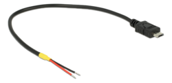 delock 85541 Cable USB 2.0 Micro-B male > 2 x open wires power 20 cm Raspberry Pi