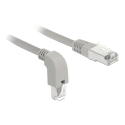 delock 85864 Network cable RJ45 Cat.6 S/FTP downwards angled/straight 0.5m, grey