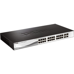 dlink DGS-1210-28 Verkkokytkin, Layer 2, 10/100/1000Mbps, 24xRJ45, 4xSFP, metalli, musta/hopea
