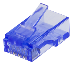 RJ45-liitin, Cat6, UTP, 20 kpl pakkaus, läpinäkyvä, sininen