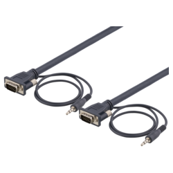 Deltaco RGB-903 Nyttkaapeli HD15 ur - ur, 3m, 1920x1200 60Hz, 3,5mm ni