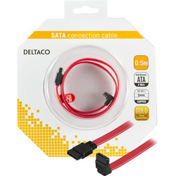 Deltaco SATA-05A-K SATA/SAS-kaapeli, kulma (alas)-suora, 0,5m