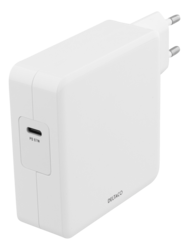 Deltaco USBC-AC117 USB-C-virtasovitin, 87W, pikalataus, USB-C PD, valkoinen