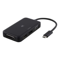 Deltaco USBC-MULTI Sovitin USB-C - HDMI/DP/DVI/VGA, 4K, DP Alt Mode, musta
