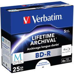verbatim 43823 M-Disc BD-R, 4x, 25GB/200min, 5-pack jewel case