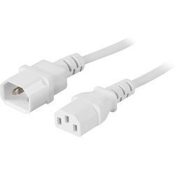 Deltaco DEL-112V Maadoitettu laite-/jatkokaapeli IEC 60320 C14- IEC 60320 C13 1m valk