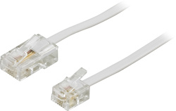 Deltaco DEL-1703 Modulaarikaapeli, 8P4C(RJ45) > 6P4C(RJ11),3 m, valkoinen