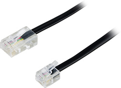 Deltaco DEL-1705S Modulaarikaapeli, 8P4C(RJ45) > 6P4C(RJ11), 5m, musta