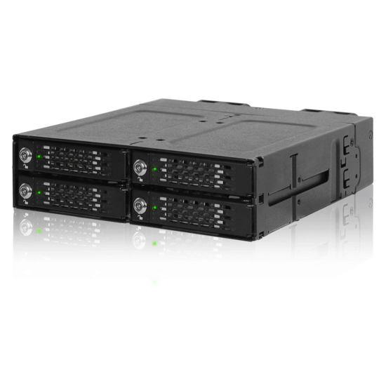 4x PCIe 4.0 M.2 NVMe to 4x OCuLink in 1x 5.25" bay mobile rack metal black w/ keylock - icydock MB720MK-B V3