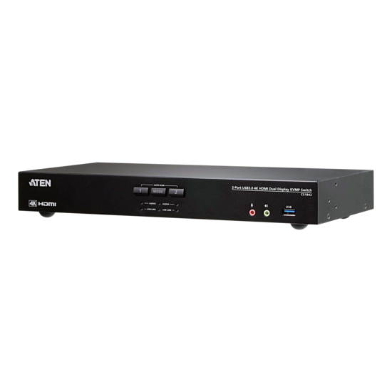 2-Port True 4K HDMI Dual-View KVM Switch with Audio & USB 3.0 Hub - aten CS1842-AT-G