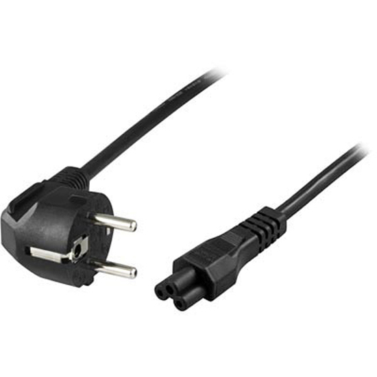 Laitekaapeli, kulma CEE 7/7 - suora IEC C5, 0,2m, musta - Deltaco DEL-109CA-20