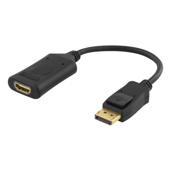 Deltaco DP-HDMI32 DisplayPort - HDMI-sovitin, 4096x2160 60 Hz, 0,1 m, musta