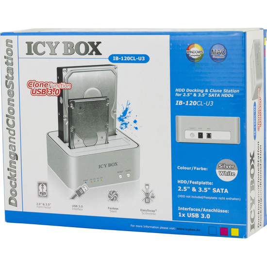 USB 3.0 direct docking with duplication function and JBOD support - icy_box IB-120CL-U3