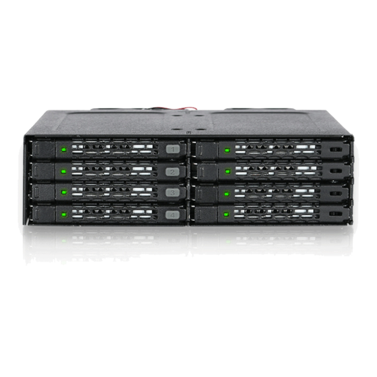 8x 2.5" to 1x 5.25" bay mobile rack SAS/SATA miniSAS HD metal - icydock MB998IP-B