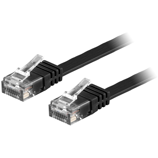 U/UTP Cat6 laitekaapeli, litteä, 0,5m, 250MHz, musta - Deltaco TP-60S-FL