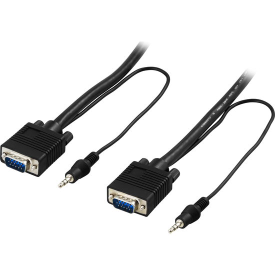 Monitorikaapeli RGB HD15 uros - uros, Pin-Pin, 3,5mm ääni, 5m - Deltaco RGB-7D